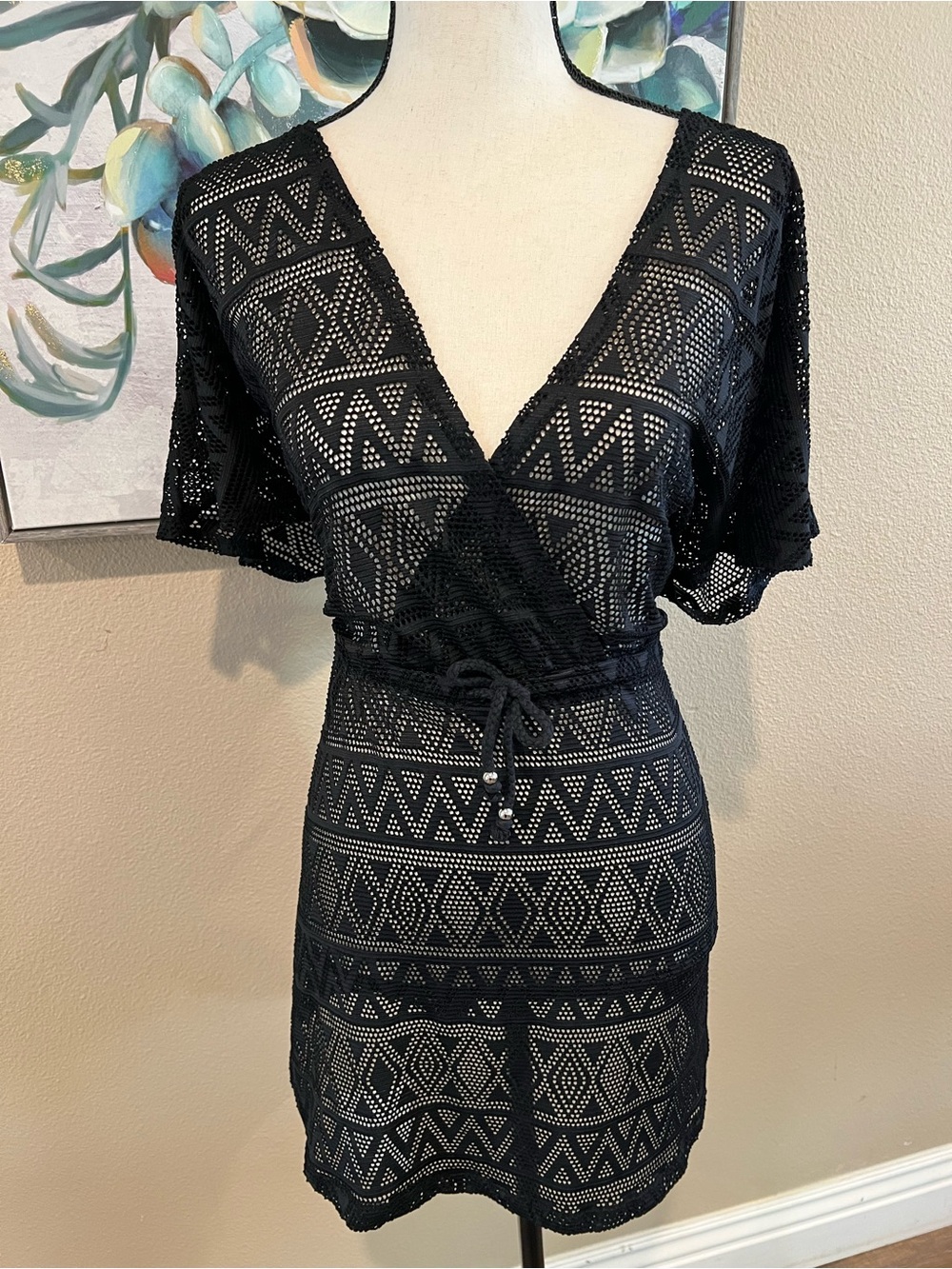 Apt. 9 Black Crochet Wrap Swim Coverup
